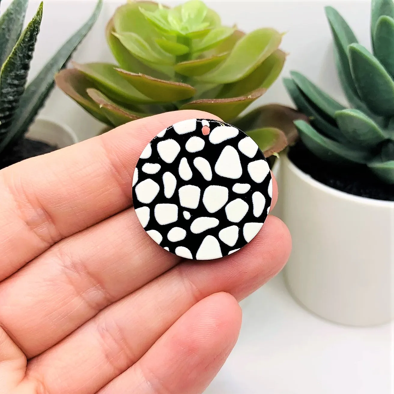 1, 4 or 20 Pieces: Black and White Leopard Print Circle Disk