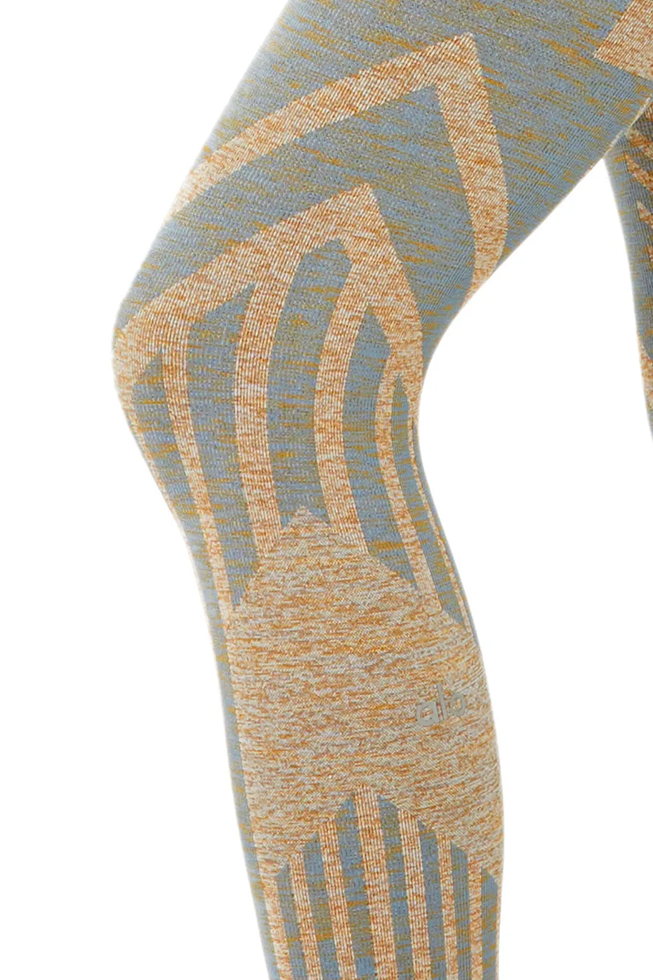 7/8 High-Waist Seamless Tempo Legging - Caramel Heather/Blue Haze Heather