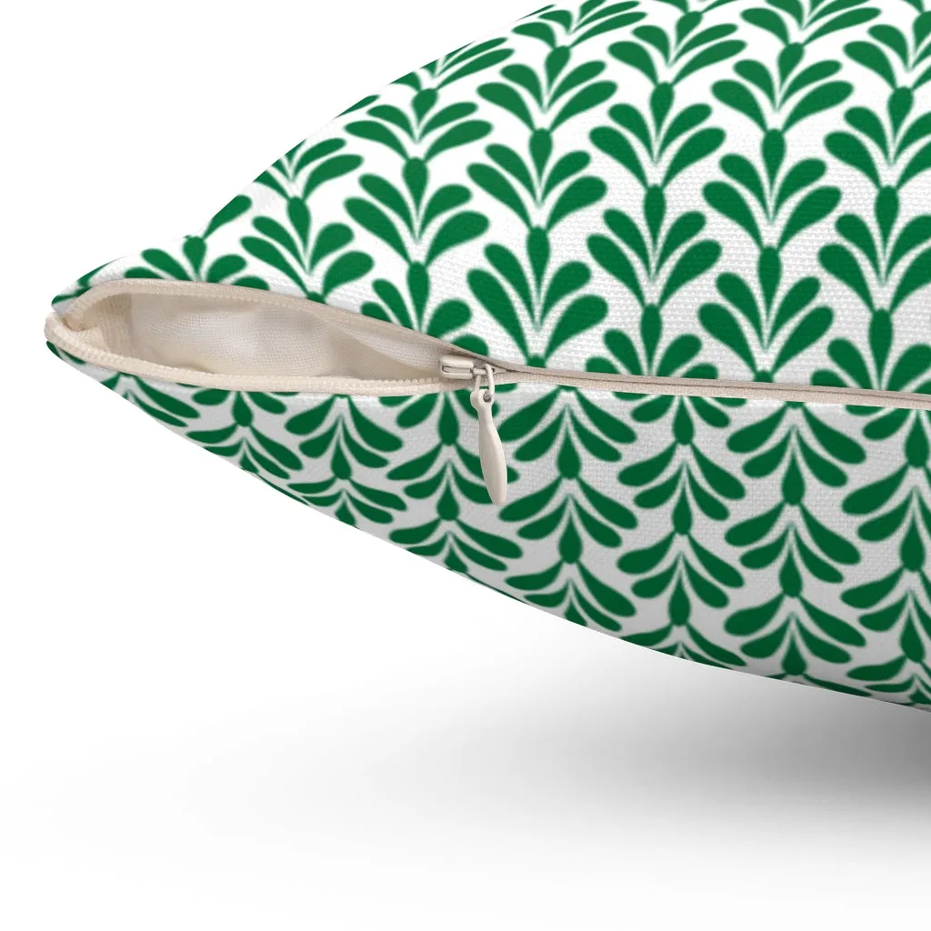 Abstract Boho Pillow Cover | Green White Black | One Line Art