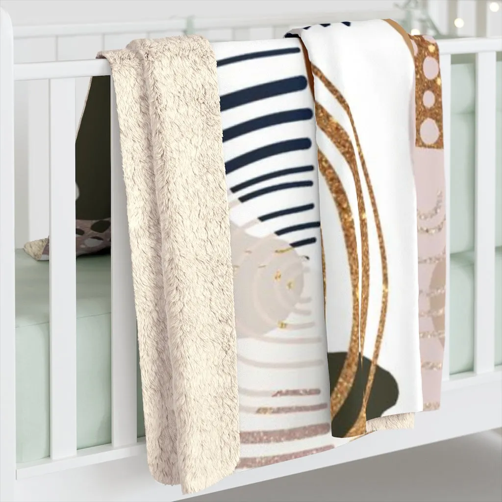 Abstract Comfy Blanket | White Beige Gold