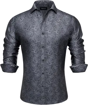 Alimens & Gentle Mens Paisley Shirts Dress Shirt for Men Western Cowboy Shirt Long Sleeve Button Down Shirt Wedding Party