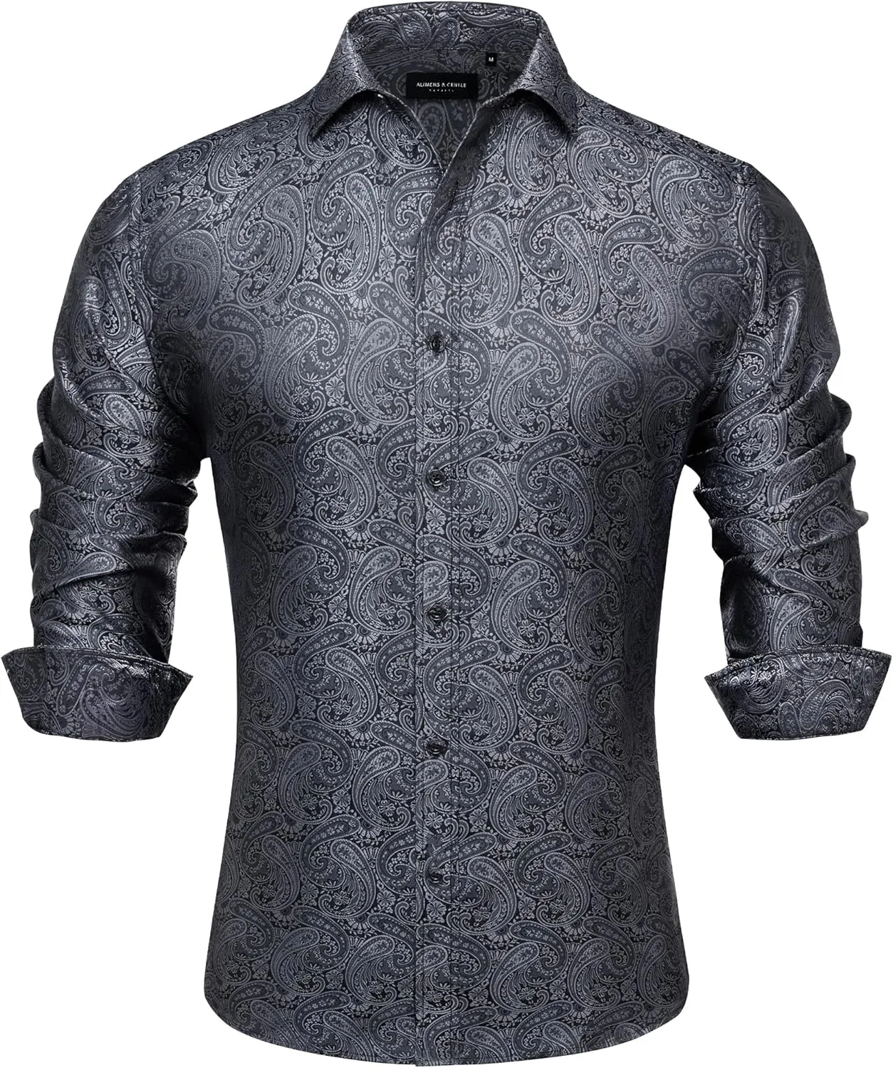 Alimens & Gentle Mens Paisley Shirts Dress Shirt for Men Western Cowboy Shirt Long Sleeve Button Down Shirt Wedding Party