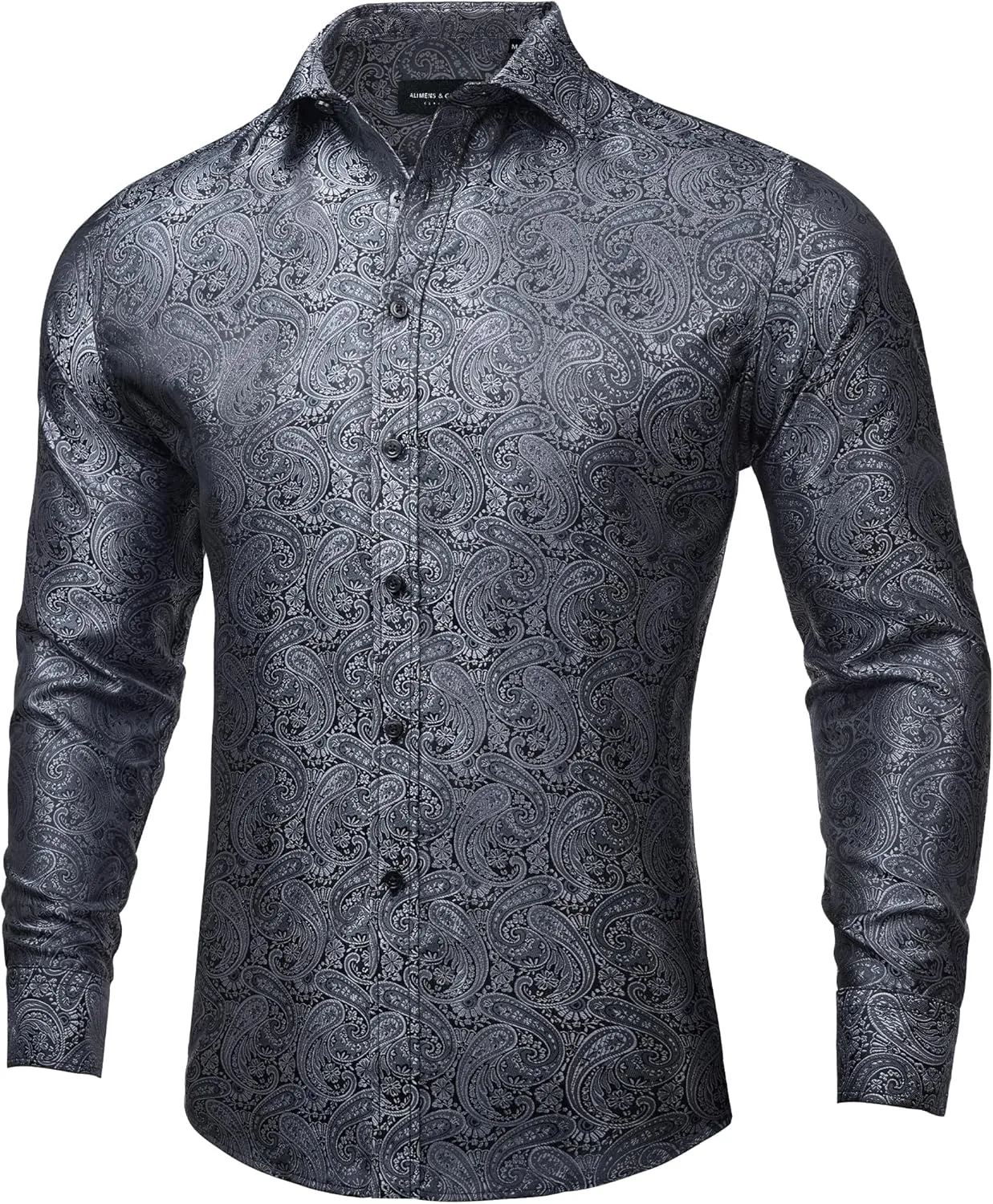 Alimens & Gentle Mens Paisley Shirts Dress Shirt for Men Western Cowboy Shirt Long Sleeve Button Down Shirt Wedding Party