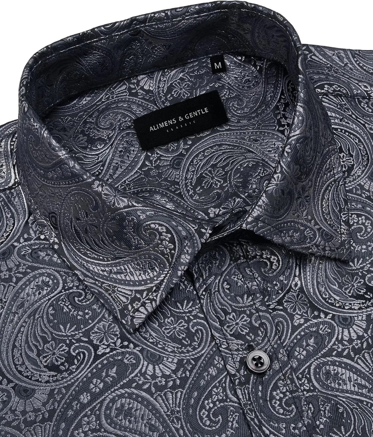 Alimens & Gentle Mens Paisley Shirts Dress Shirt for Men Western Cowboy Shirt Long Sleeve Button Down Shirt Wedding Party