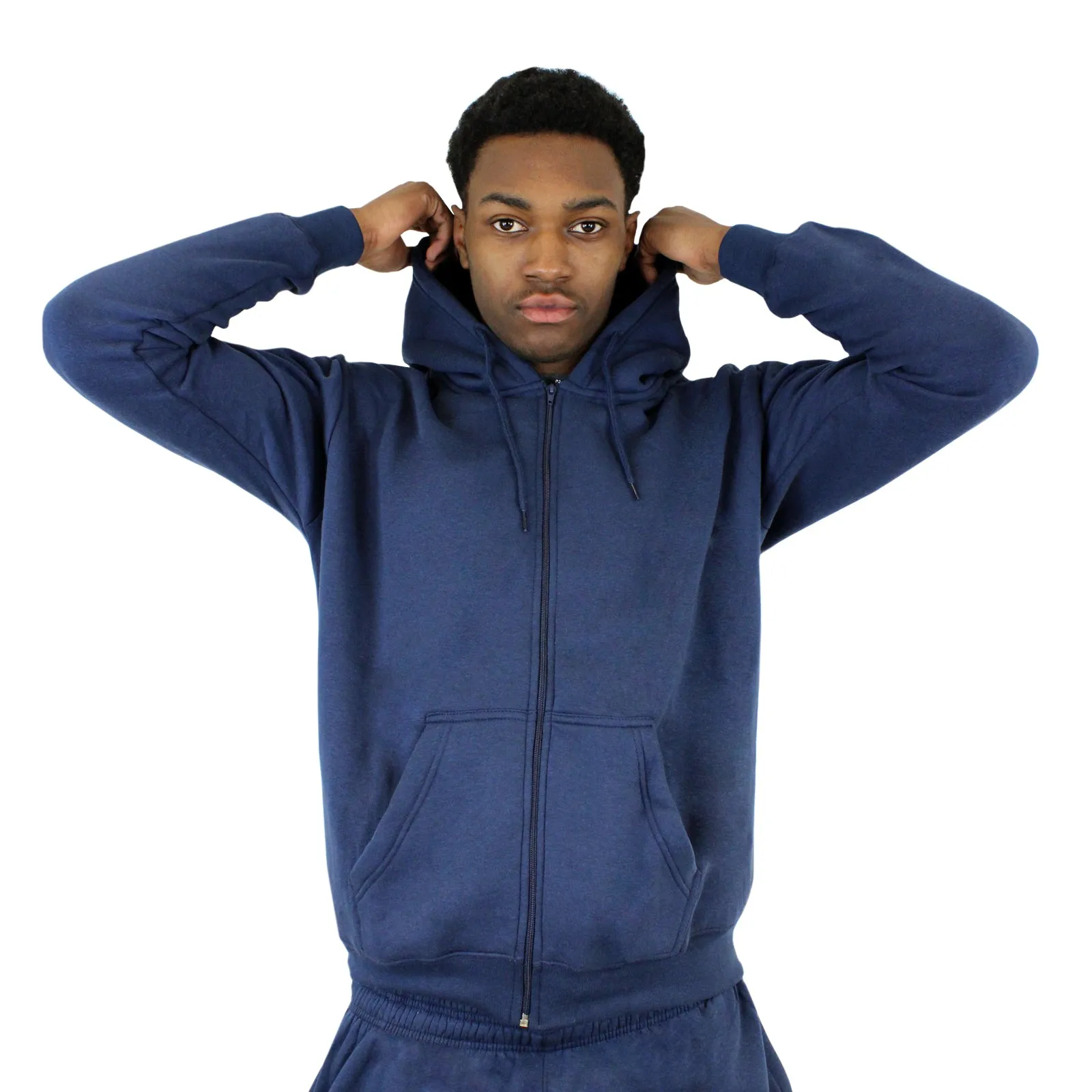 AMOS Mens Zipper Hoody Casual Zip Up Hooded Fleece Inner 8 Colours XS - XXXL