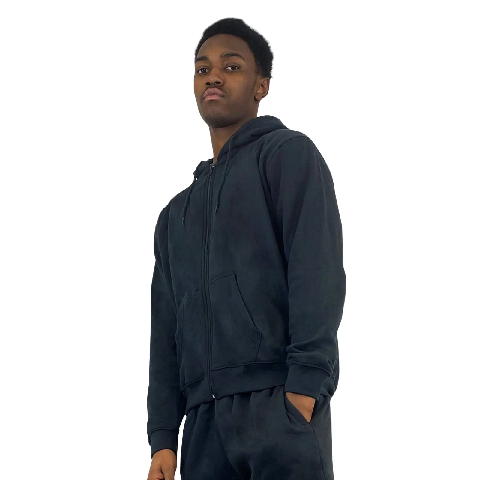 AMOS Mens Zipper Hoody Casual Zip Up Hooded Fleece Inner 8 Colours XS - XXXL