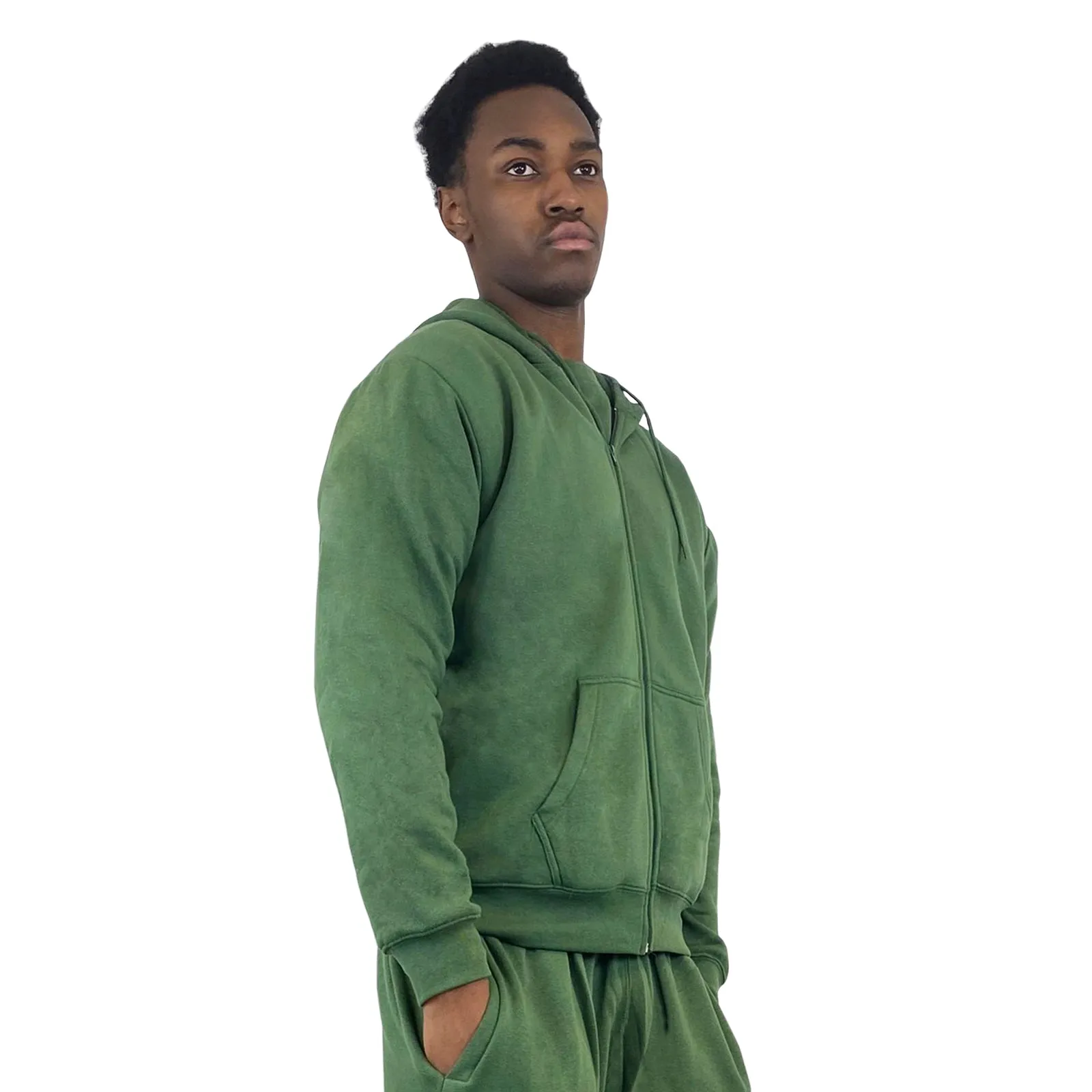 AMOS Mens Zipper Hoody Casual Zip Up Hooded Fleece Inner 8 Colours XS - XXXL