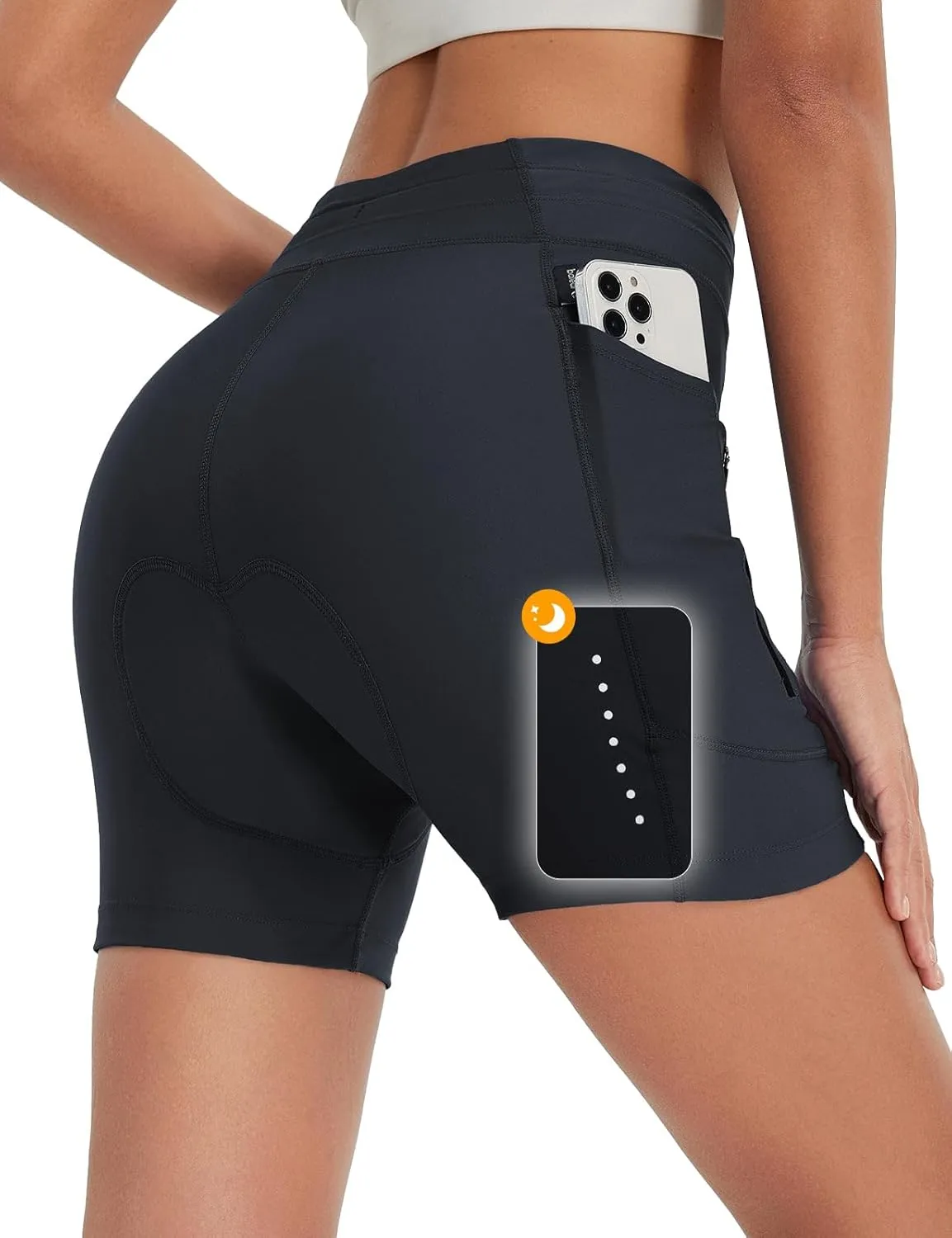 baleaf Women's 4D Padded Bike Shorts High Waisted Cycling Underwear Zipper Pockets for Bicycle Biking Cycle