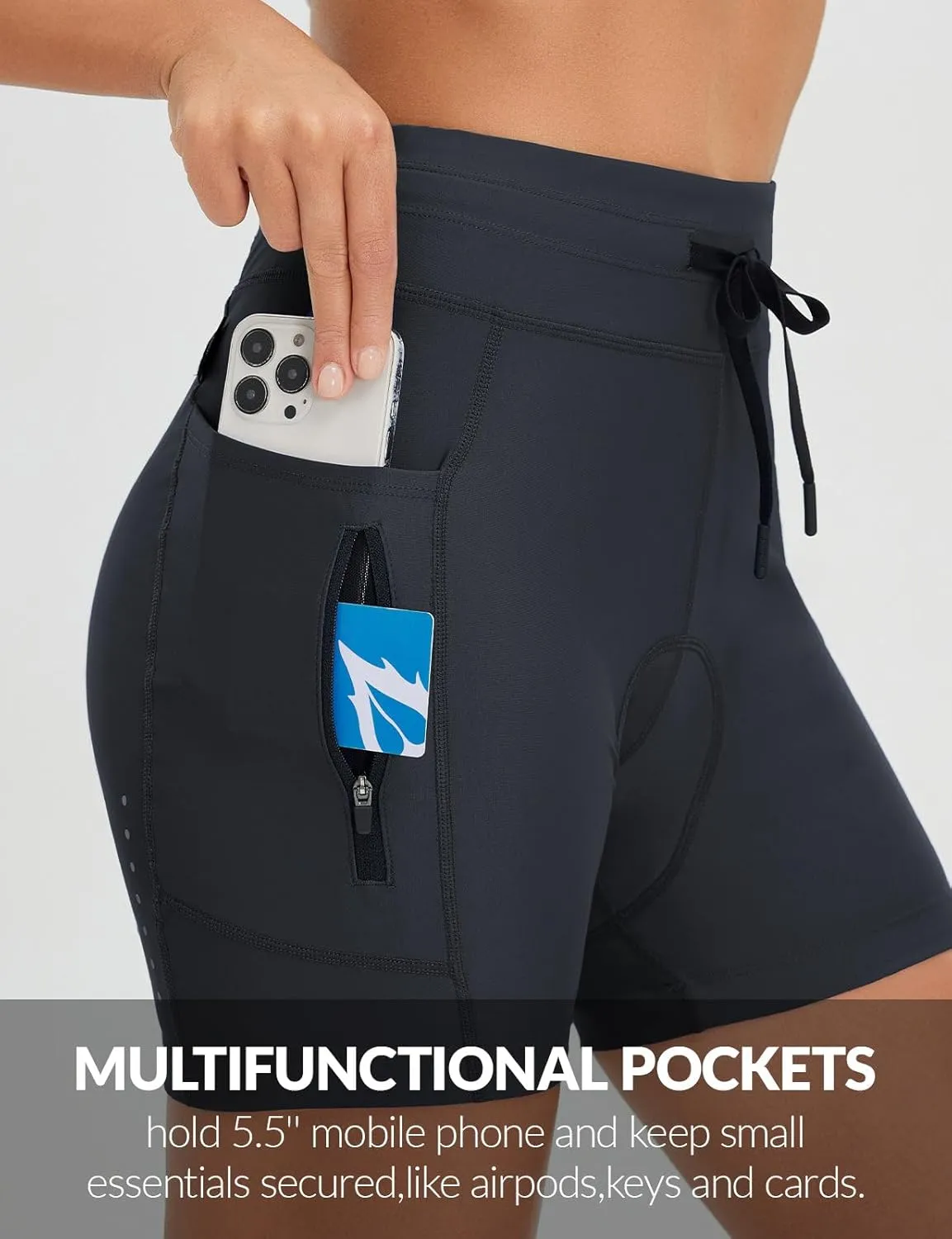 baleaf Women's 4D Padded Bike Shorts High Waisted Cycling Underwear Zipper Pockets for Bicycle Biking Cycle