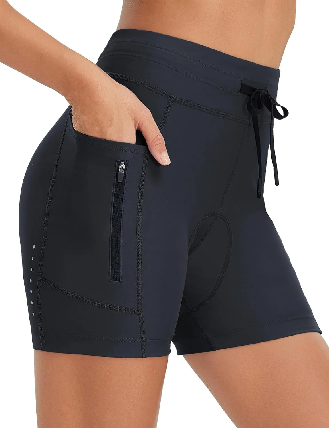 baleaf Women's 4D Padded Bike Shorts High Waisted Cycling Underwear Zipper Pockets for Bicycle Biking Cycle