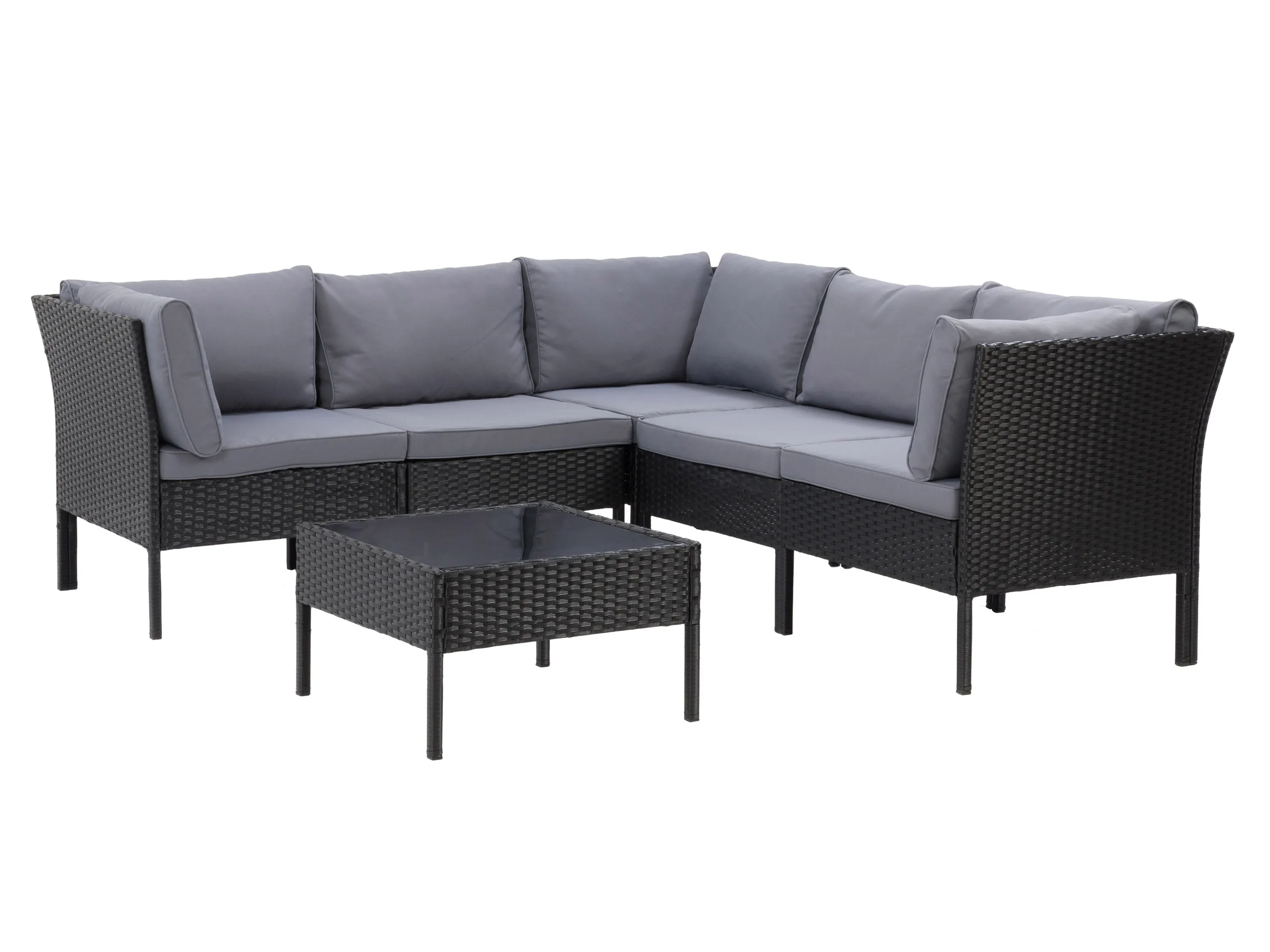 Black and Grey 6pc Patio Sectional Set