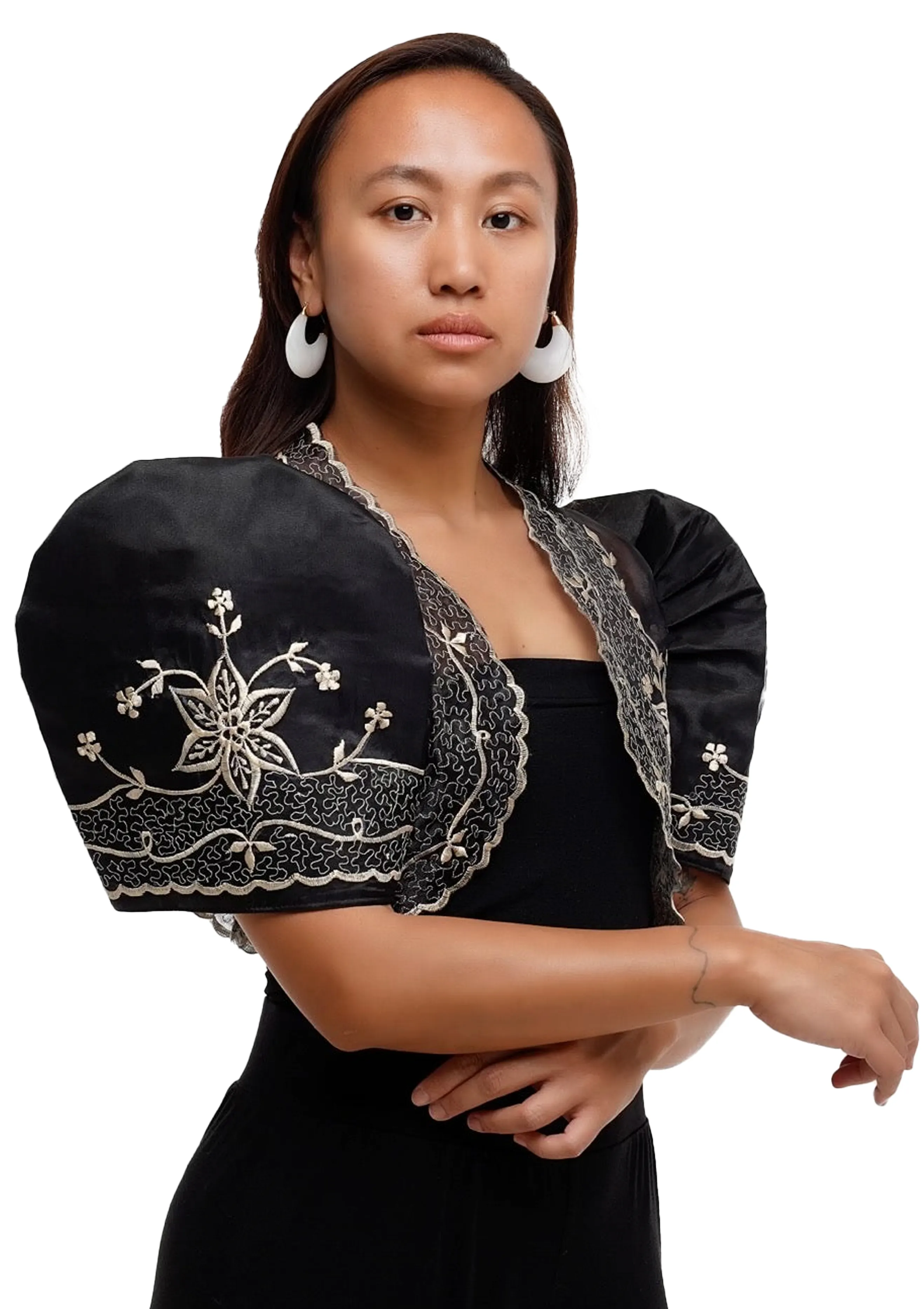 Black Elegant Filipiniana Bolero - Amy JV234