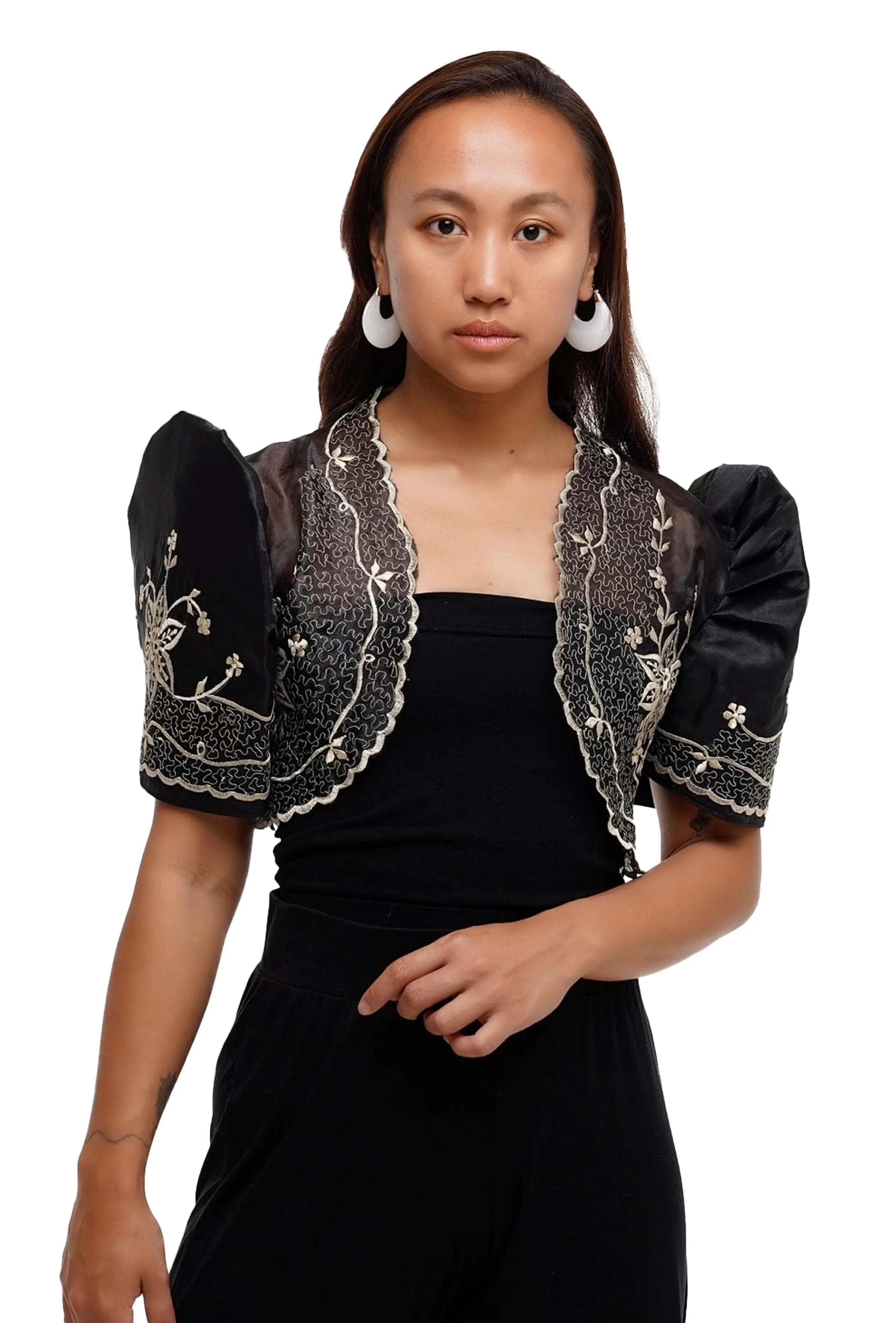 Black Elegant Filipiniana Bolero - Amy JV234