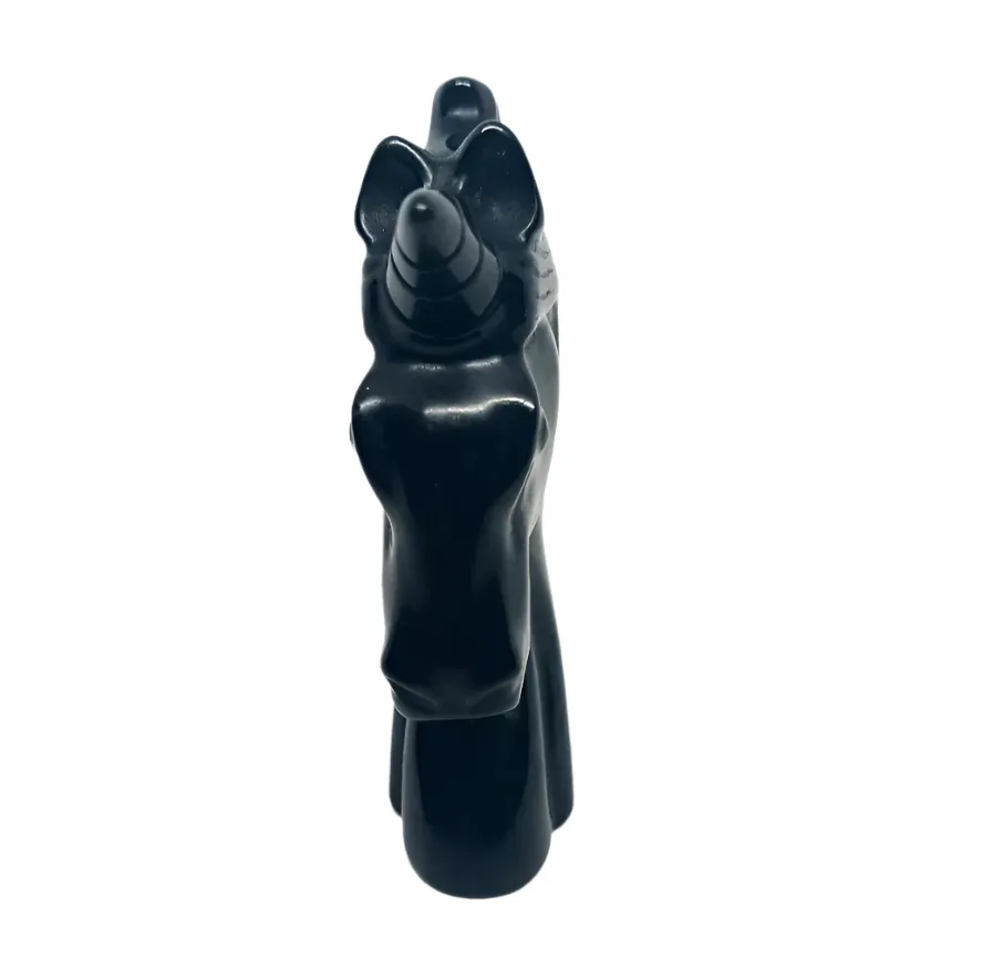 Black Obsidian Crystal Unicorn Carving