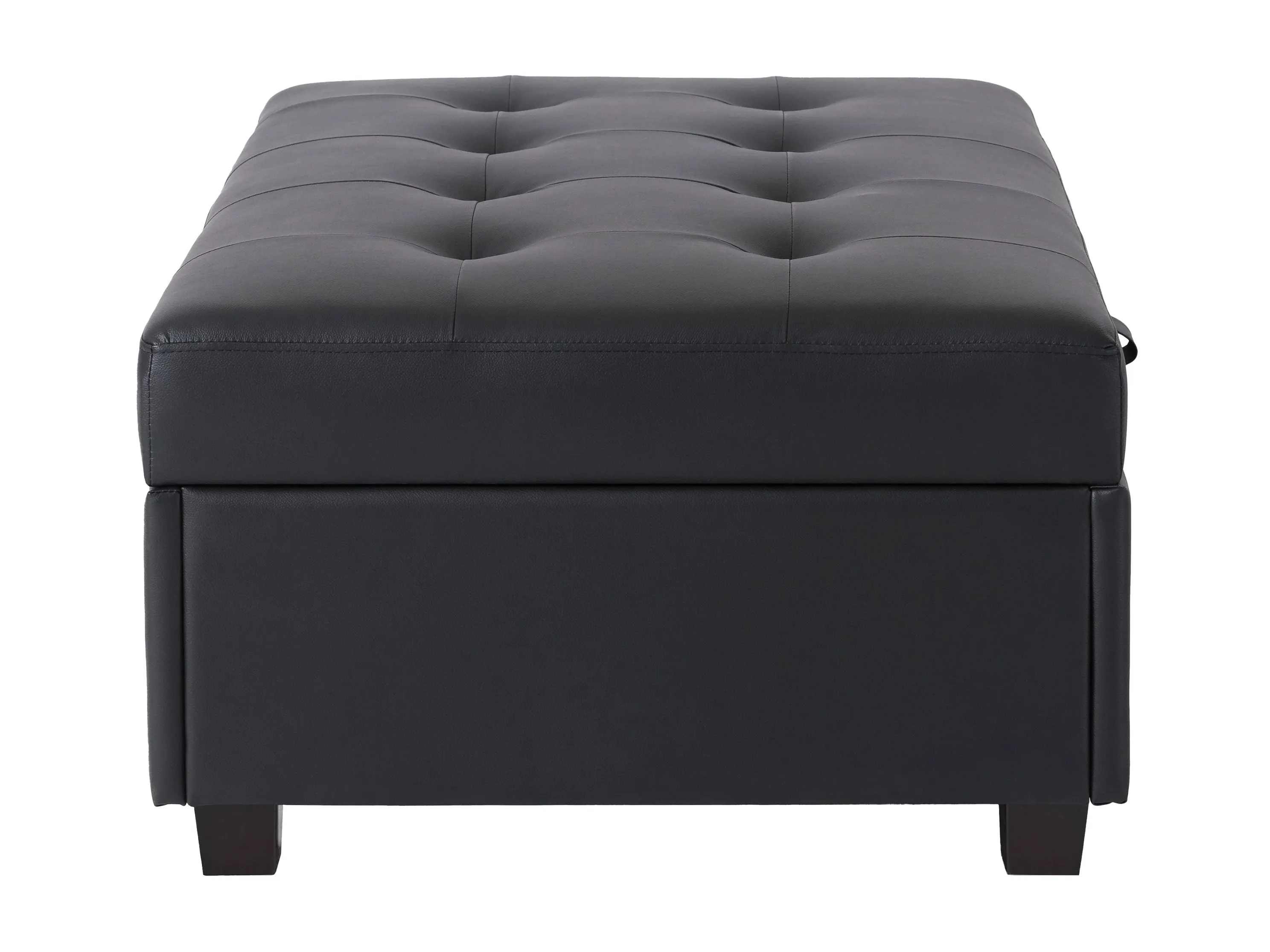 Black Vegan Leather Storage Ottoman