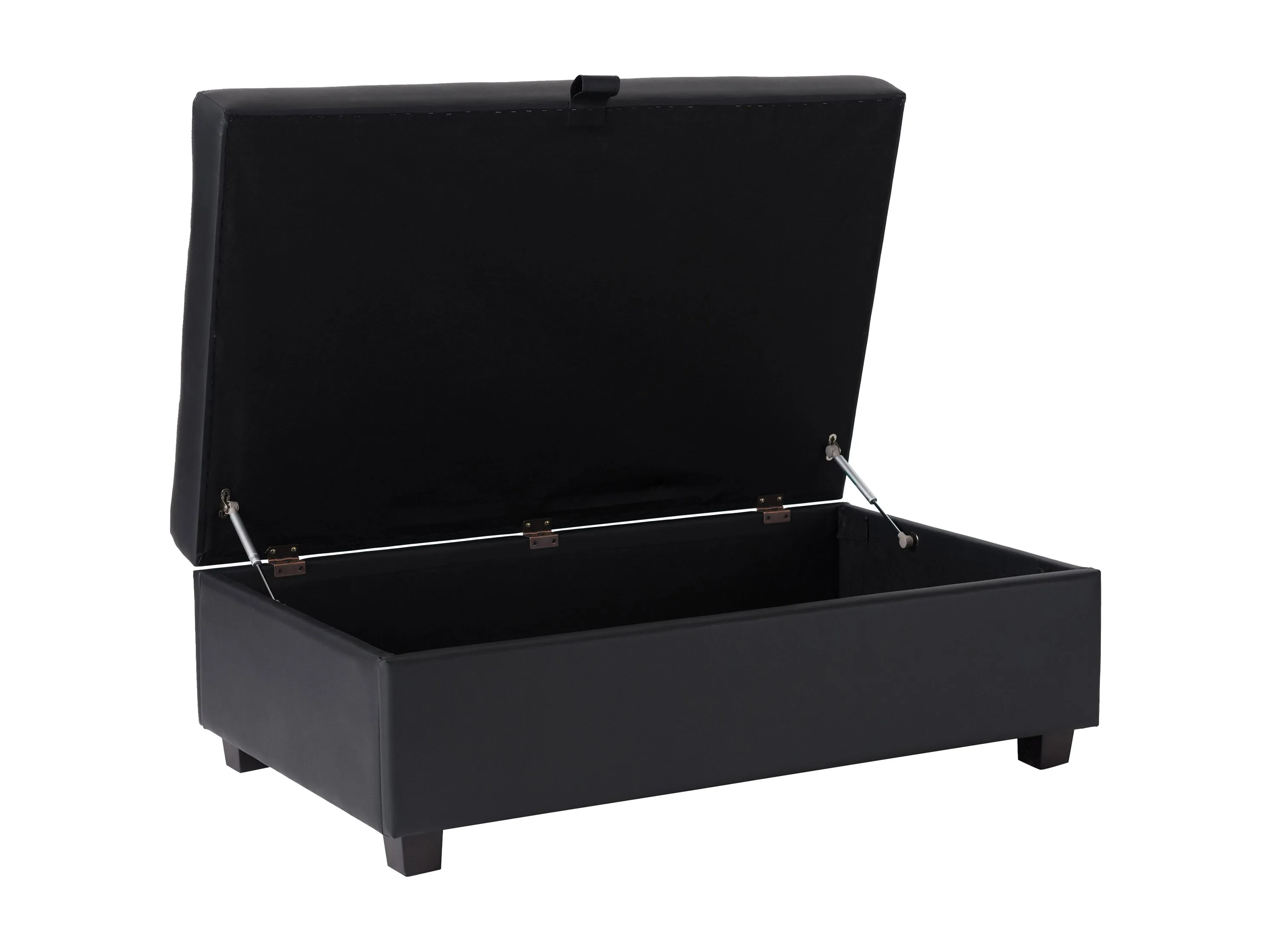 Black Vegan Leather Storage Ottoman