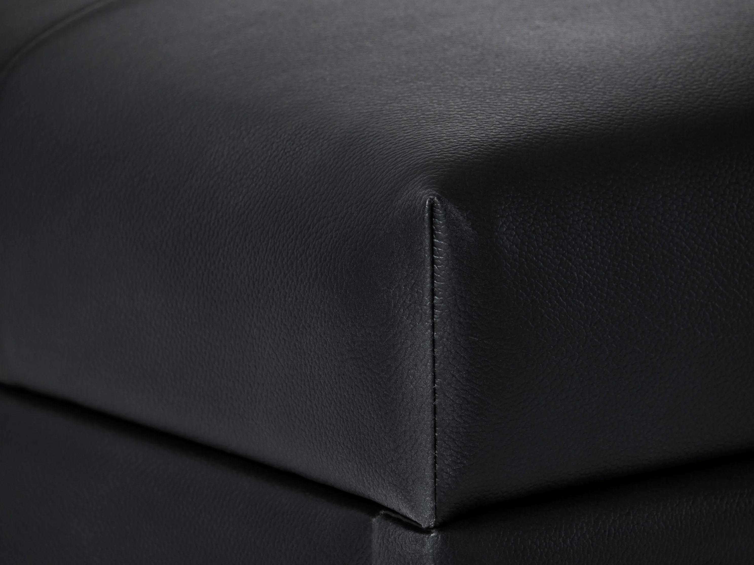 Black Vegan Leather Storage Ottoman