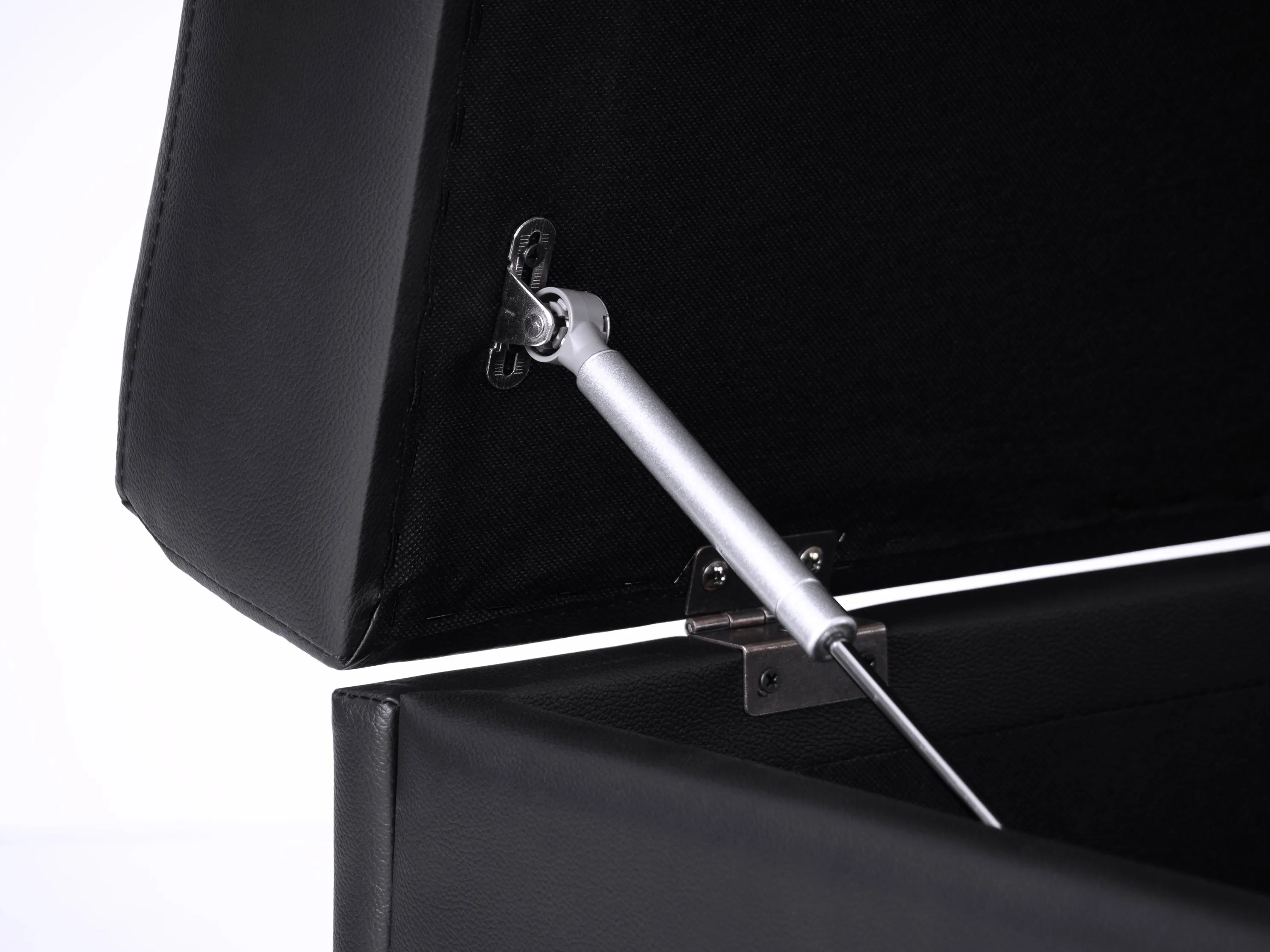 Black Vegan Leather Storage Ottoman