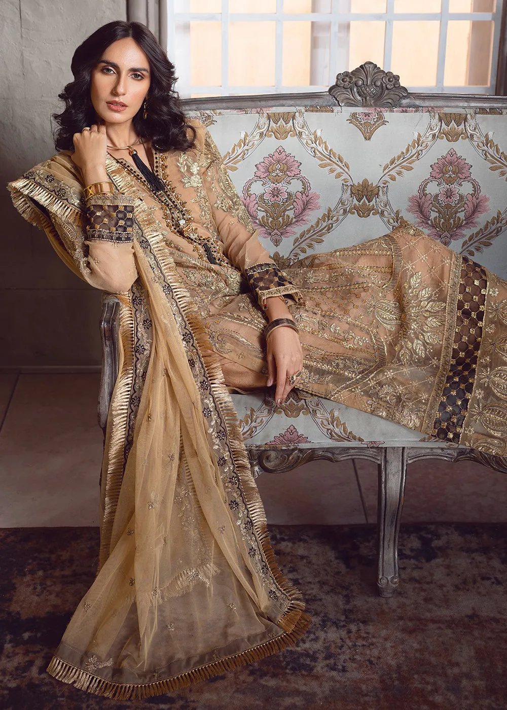 Camel Beige Pakistani Suit | Emaan Adeel | Le Festa Formal Edit 7 | LF-708
