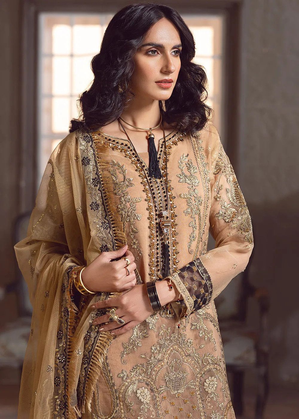 Camel Beige Pakistani Suit | Emaan Adeel | Le Festa Formal Edit 7 | LF-708