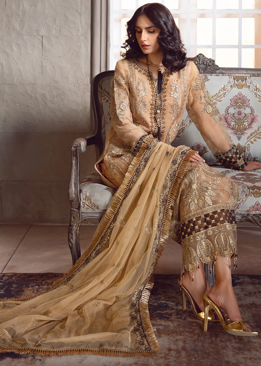 Camel Beige Pakistani Suit | Emaan Adeel | Le Festa Formal Edit 7 | LF-708