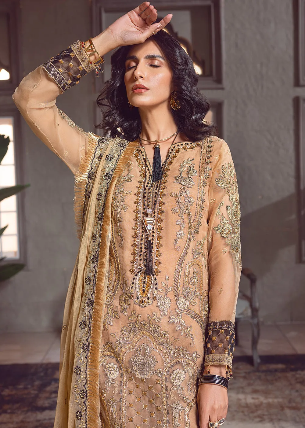 Camel Beige Pakistani Suit | Emaan Adeel | Le Festa Formal Edit 7 | LF-708