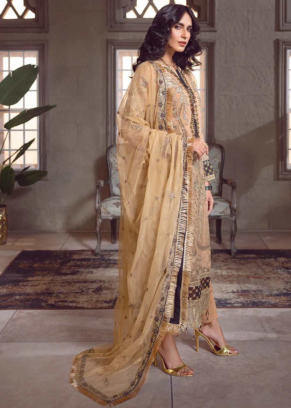 Camel Beige Pakistani Suit | Emaan Adeel | Le Festa Formal Edit 7 | LF-708