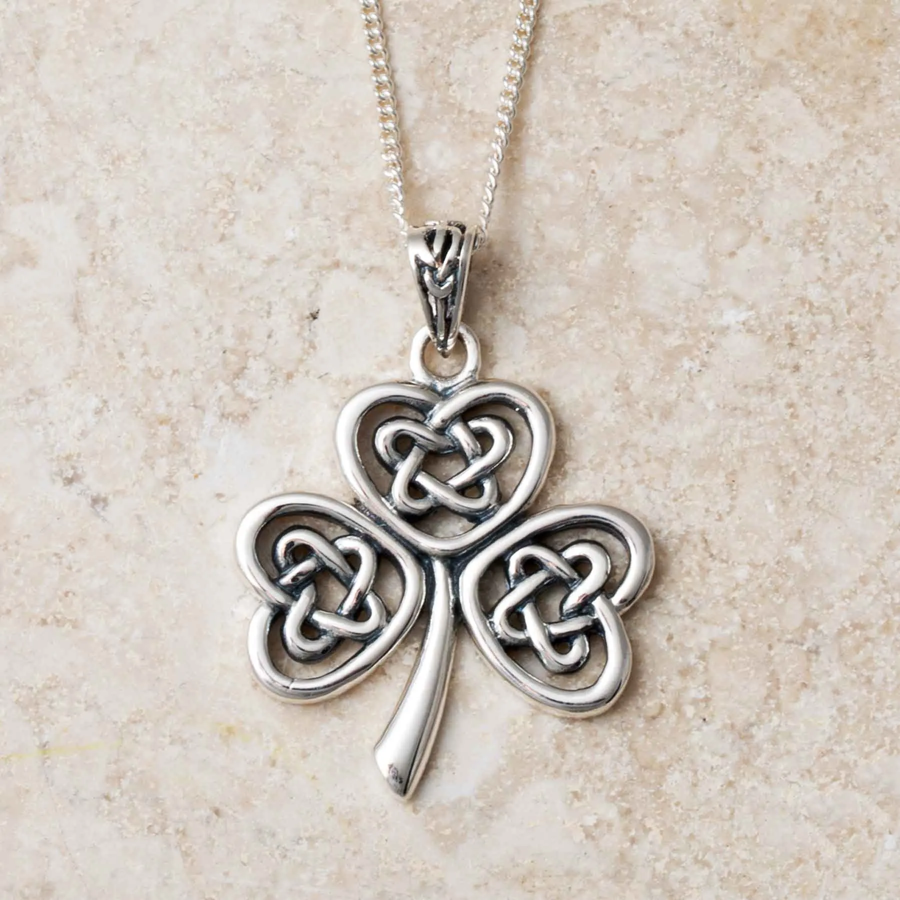 Celtic Knotwork Shamrock Pendant