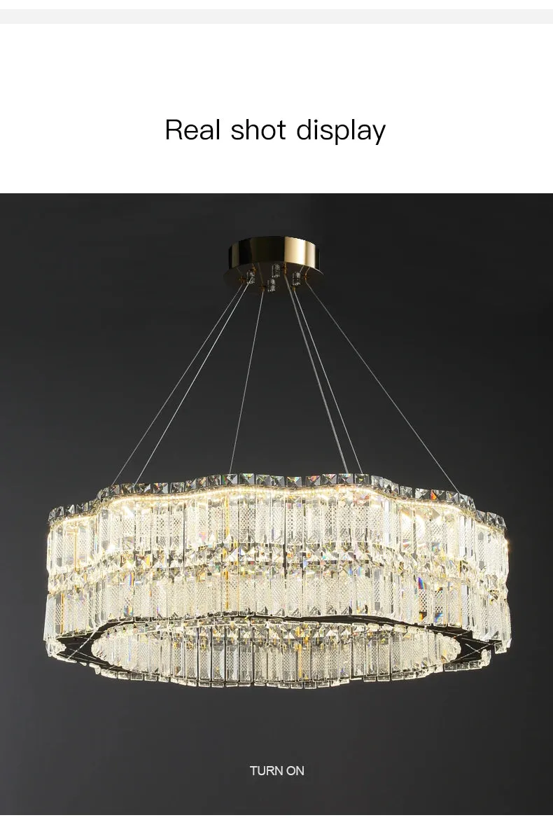 Chungbee Chrome Modern 2 Layers Circle Ring LED Crystal Chandelier