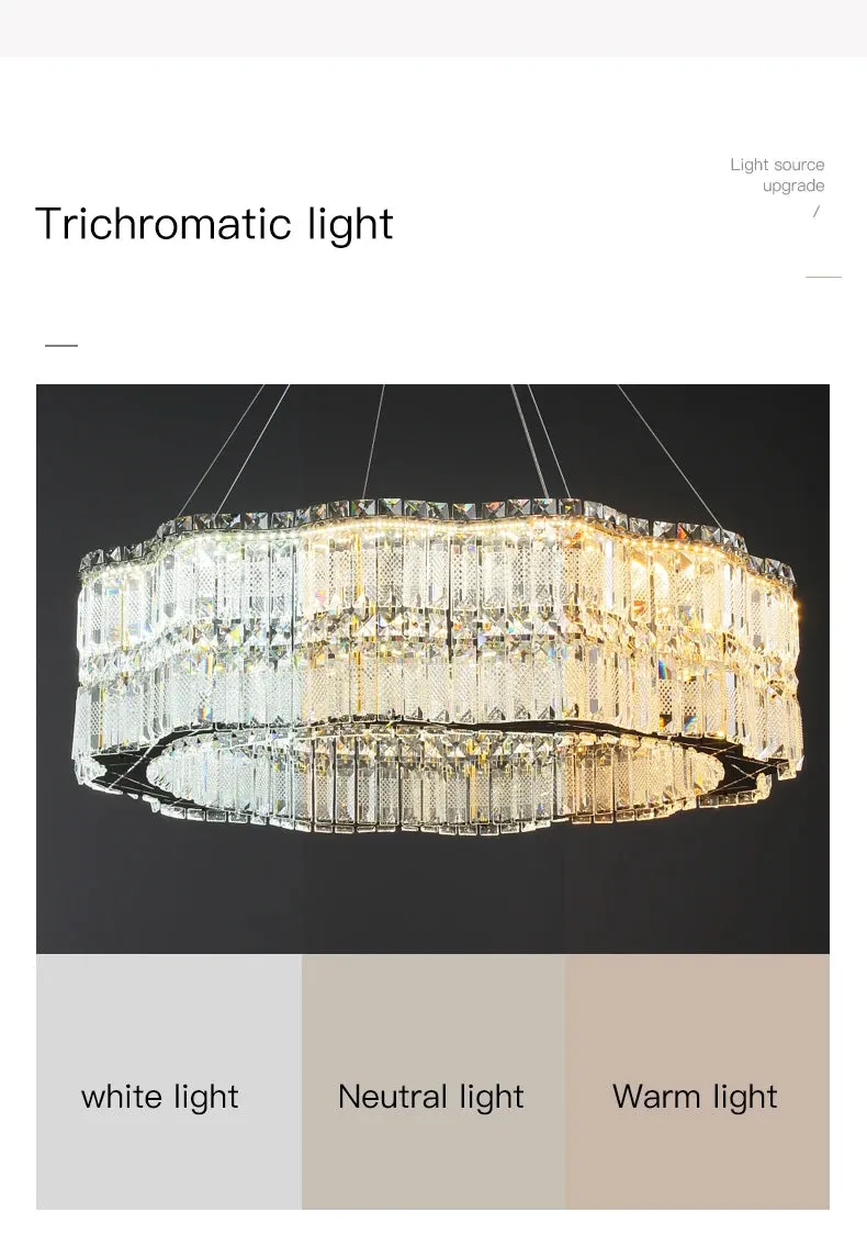 Chungbee Chrome Modern 2 Layers Circle Ring LED Crystal Chandelier