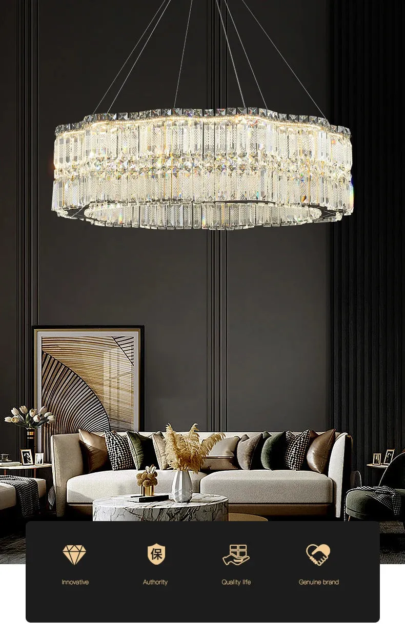 Chungbee Chrome Modern 2 Layers Circle Ring LED Crystal Chandelier
