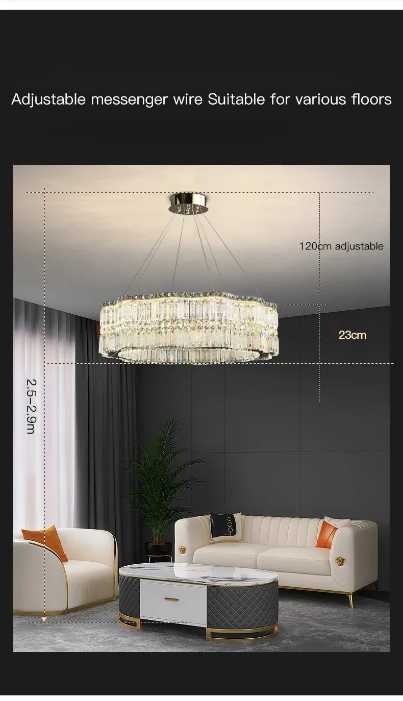 Chungbee Chrome Modern 2 Layers Circle Ring LED Crystal Chandelier