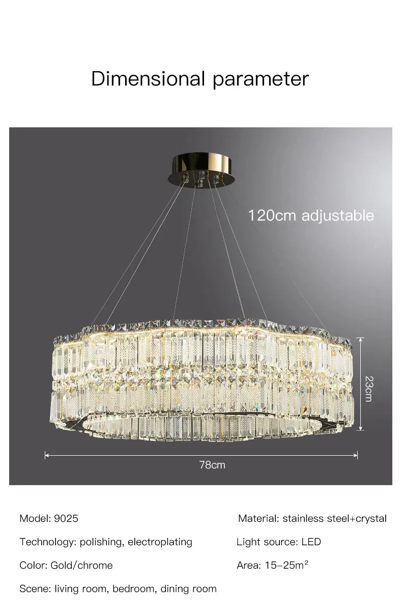 Chungbee Chrome Modern 2 Layers Circle Ring LED Crystal Chandelier