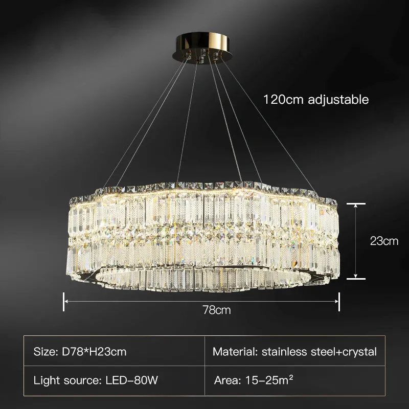 Chungbee Chrome Modern 2 Layers Circle Ring LED Crystal Chandelier