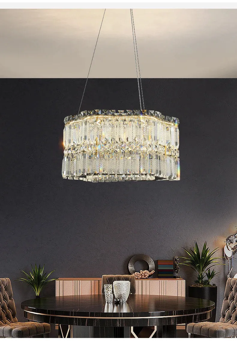 Chungbee Chrome Modern 2 Layers Circle Ring LED Crystal Chandelier