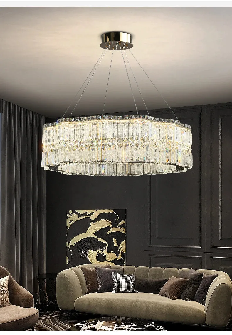 Chungbee Chrome Modern 2 Layers Circle Ring LED Crystal Chandelier