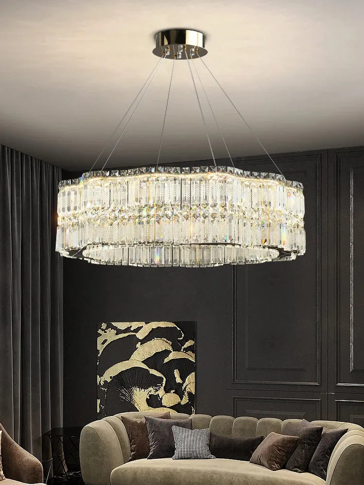 Chungbee Chrome Modern 2 Layers Circle Ring LED Crystal Chandelier