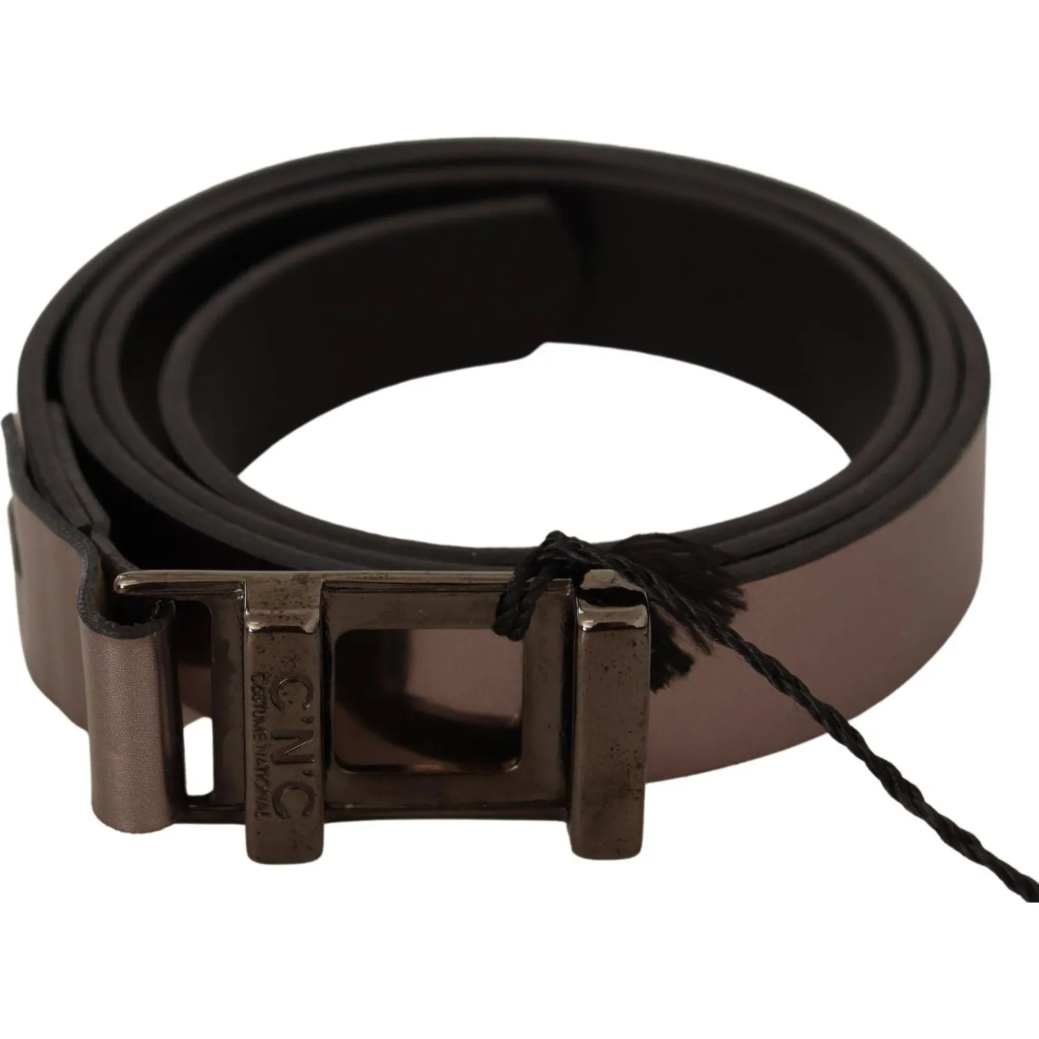 Costume National Chic Pink Metallic Leather Belt with Bronze Buckle