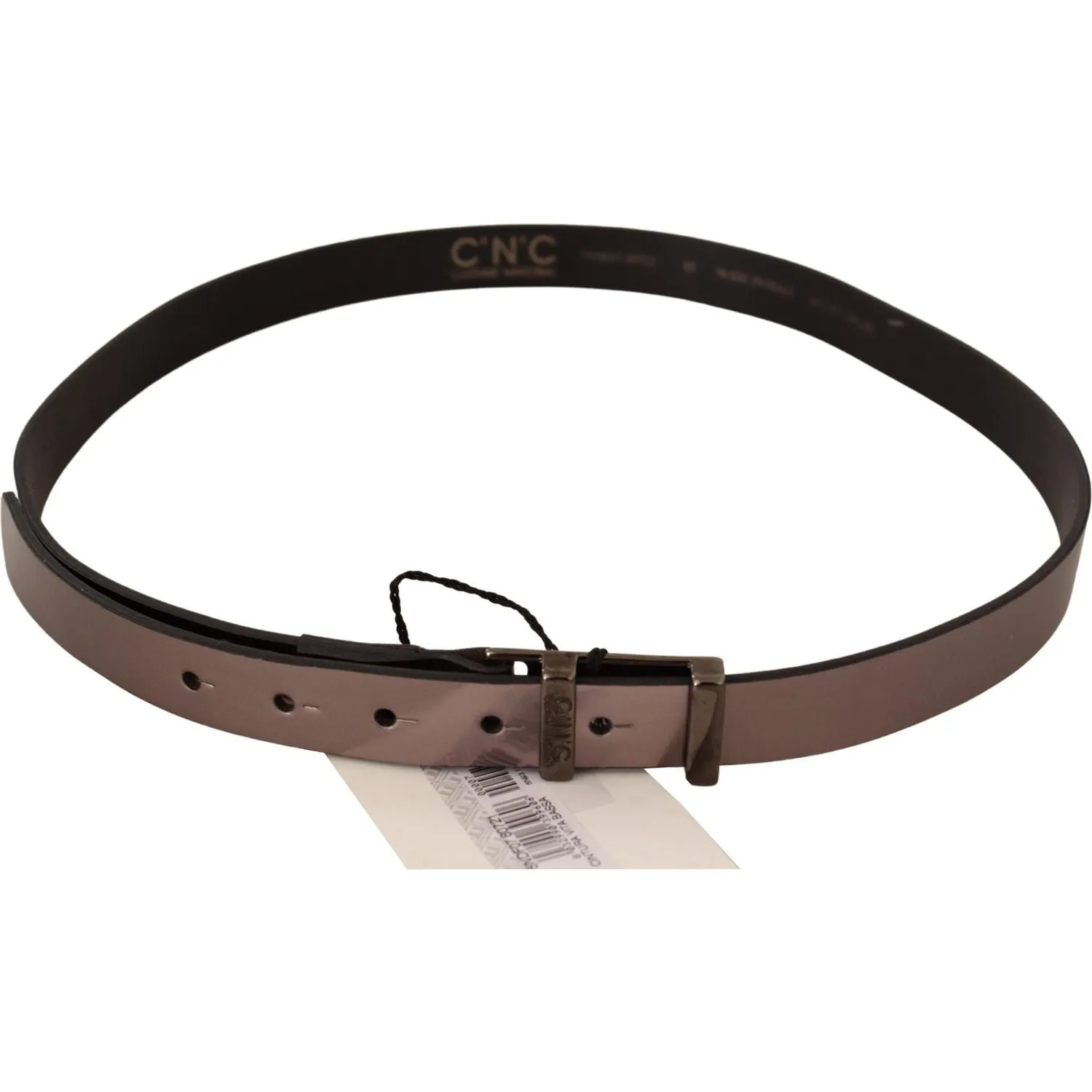 Costume National Chic Pink Metallic Leather Belt with Bronze Buckle