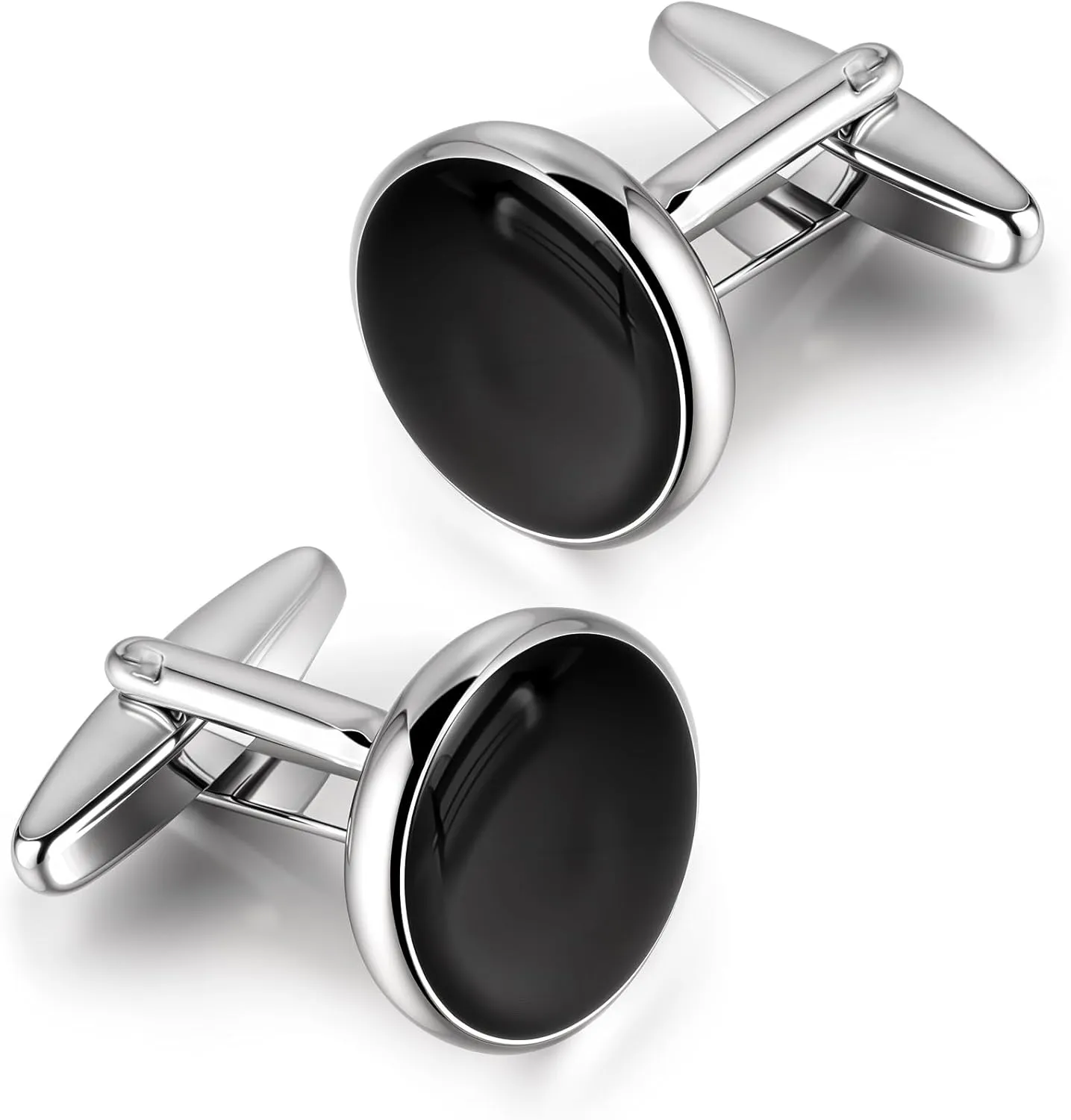 Cuff Links Mens, Classic Black Silver Cufflinks for Men, Elegant Men's Cuff Links for Business and Wedding, Copper Alloy Cufflinks, Mens Cufflinks for Formal Attire