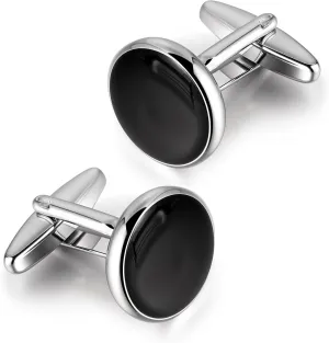 Cuff Links Mens, Classic Black Silver Cufflinks for Men, Elegant Men's Cuff Links for Business and Wedding, Copper Alloy Cufflinks, Mens Cufflinks for Formal Attire
