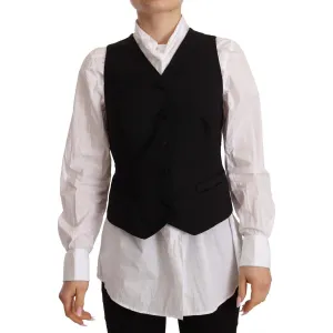 Dolce & Gabbana Elegant Black Wool Blend Waistcoat