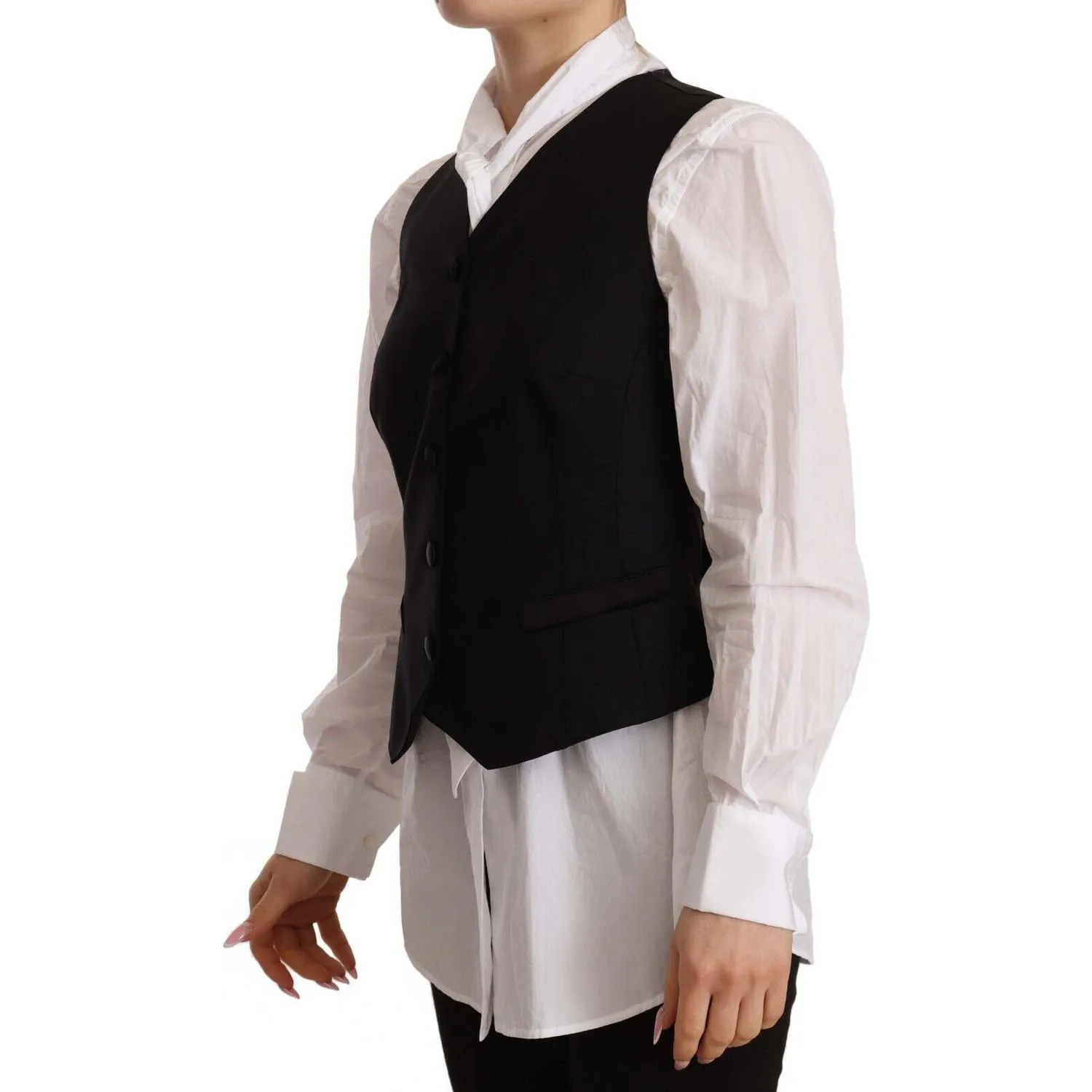 Dolce & Gabbana Elegant Black Wool Blend Waistcoat
