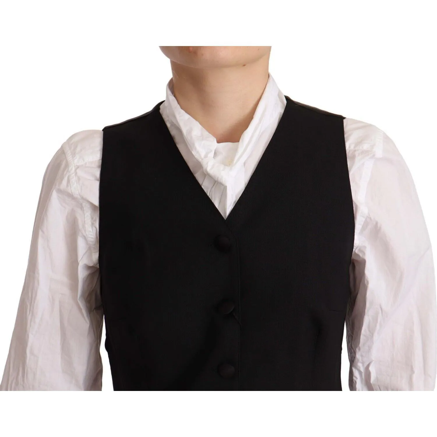 Dolce & Gabbana Elegant Black Wool Blend Waistcoat
