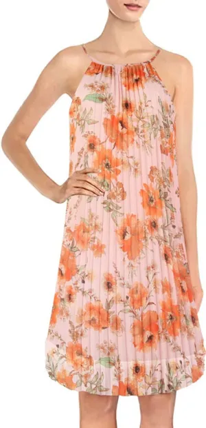 Ellames Women's 2024 Summer Spaghetti Strap Pleated Casual Swing Dress with Belt