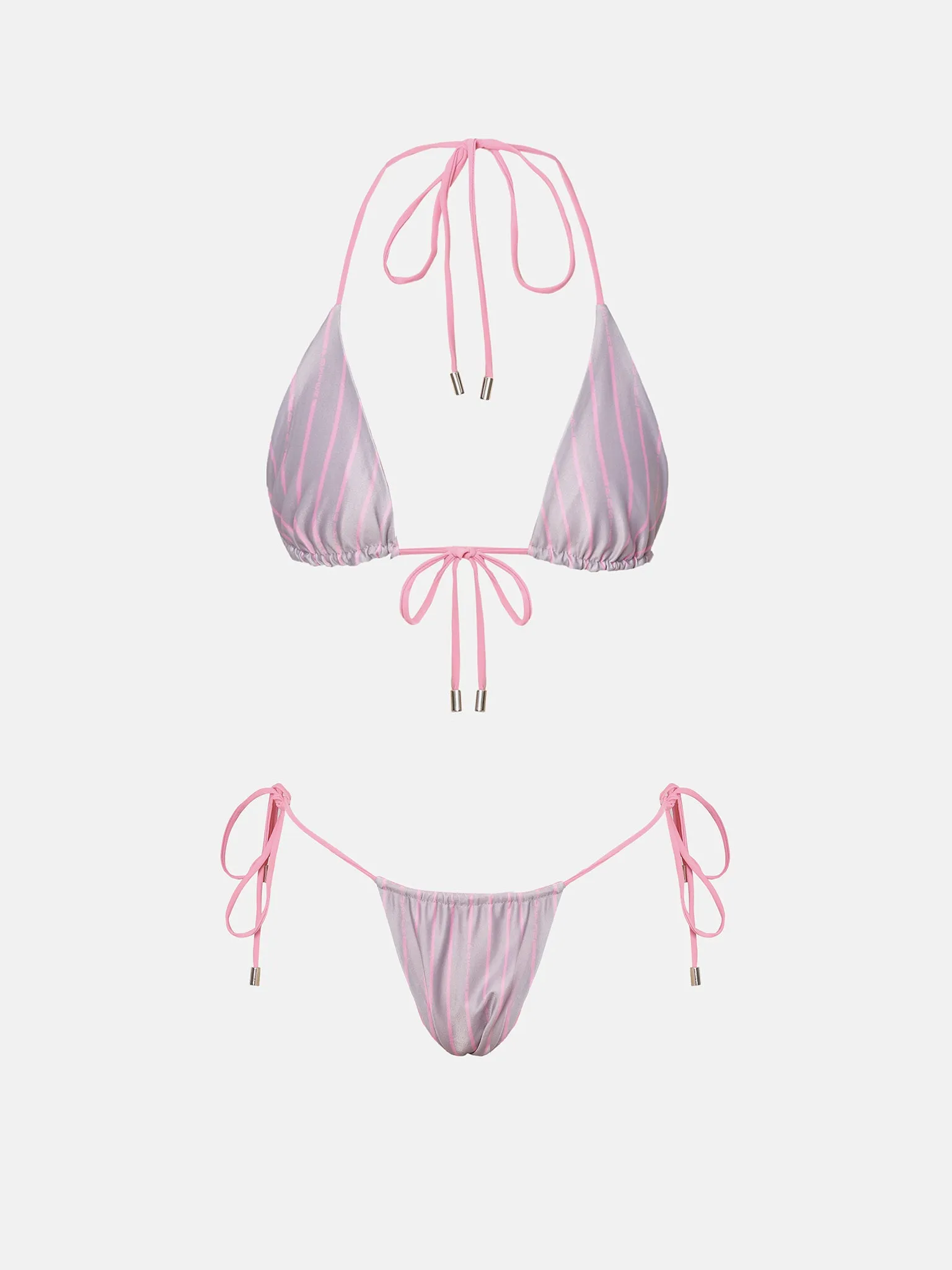 Elle Bikini Top Grey/Pink Pinstripe