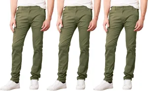 Galaxy by Harvic Mens Slim Fit Cotton Stretch Chino Pants 2-Pack