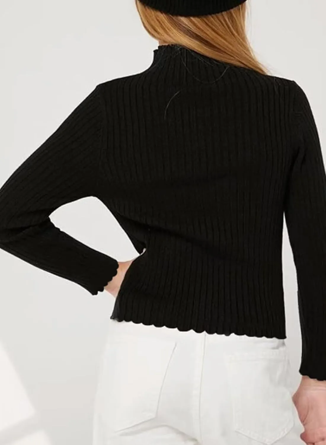 Girls Turtleneck Sweater Kids Casual Long Sleeve Knitted Slim Fit Pullover Tops 7-15 Years