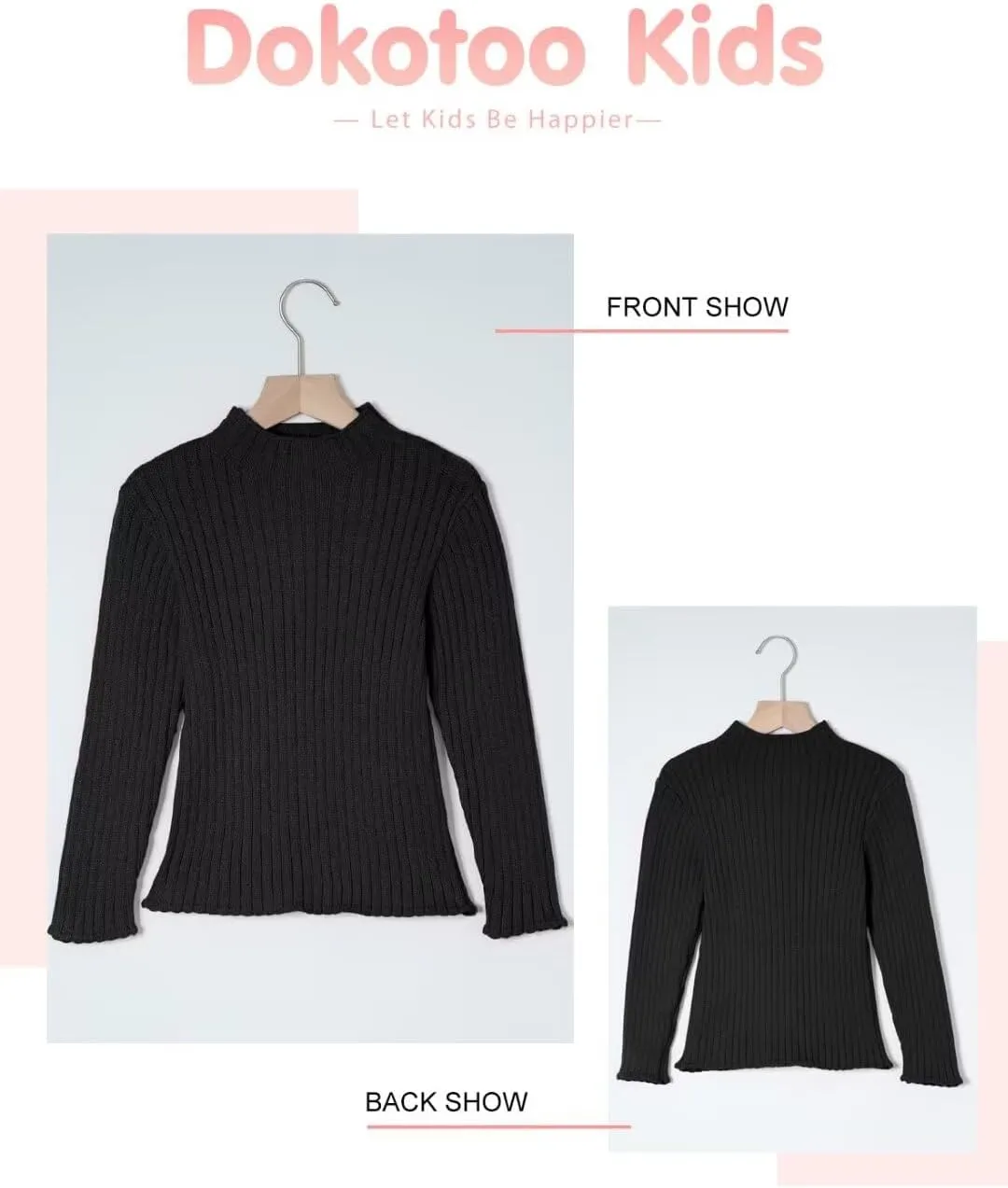 Girls Turtleneck Sweater Kids Casual Long Sleeve Knitted Slim Fit Pullover Tops 7-15 Years