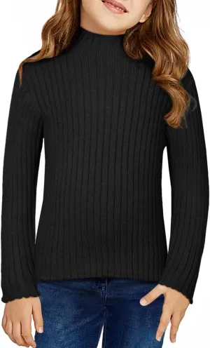 Girls Turtleneck Sweater Kids Casual Long Sleeve Knitted Slim Fit Pullover Tops 7-15 Years